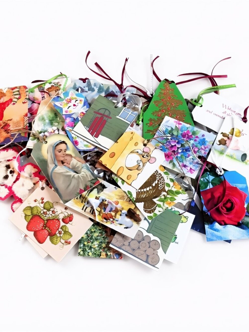 46 Handmade Gift Tags, Assorted Designs & Occasions, Gift Wrapping Tags